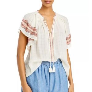 VANESSA BRUNO Lowell Tie Neck Embroidered Blouse size XS